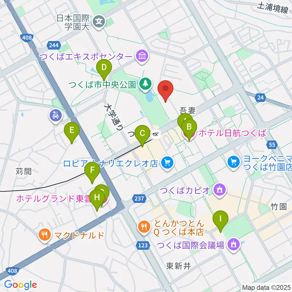 つくば文化会館アルス周辺のホテル一覧地図