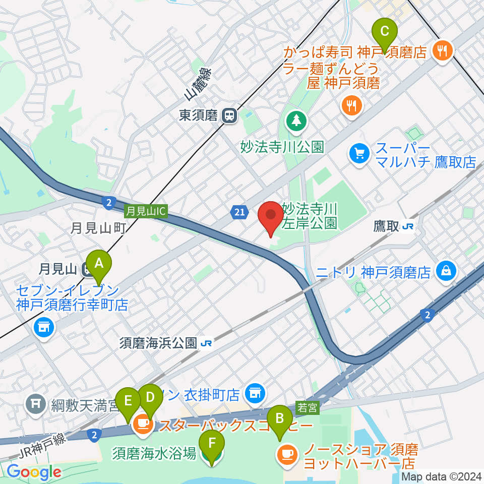 須磨区文化センター周辺のホテル一覧地図