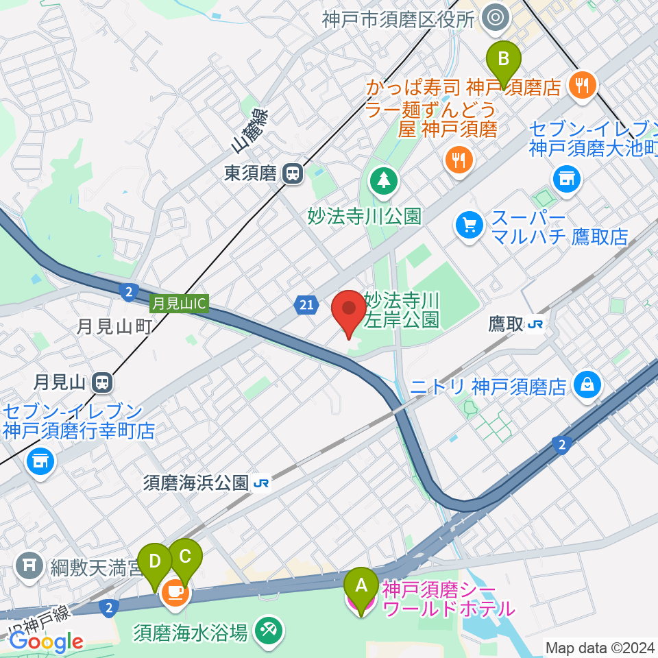 須磨区文化センター周辺のホテル一覧地図