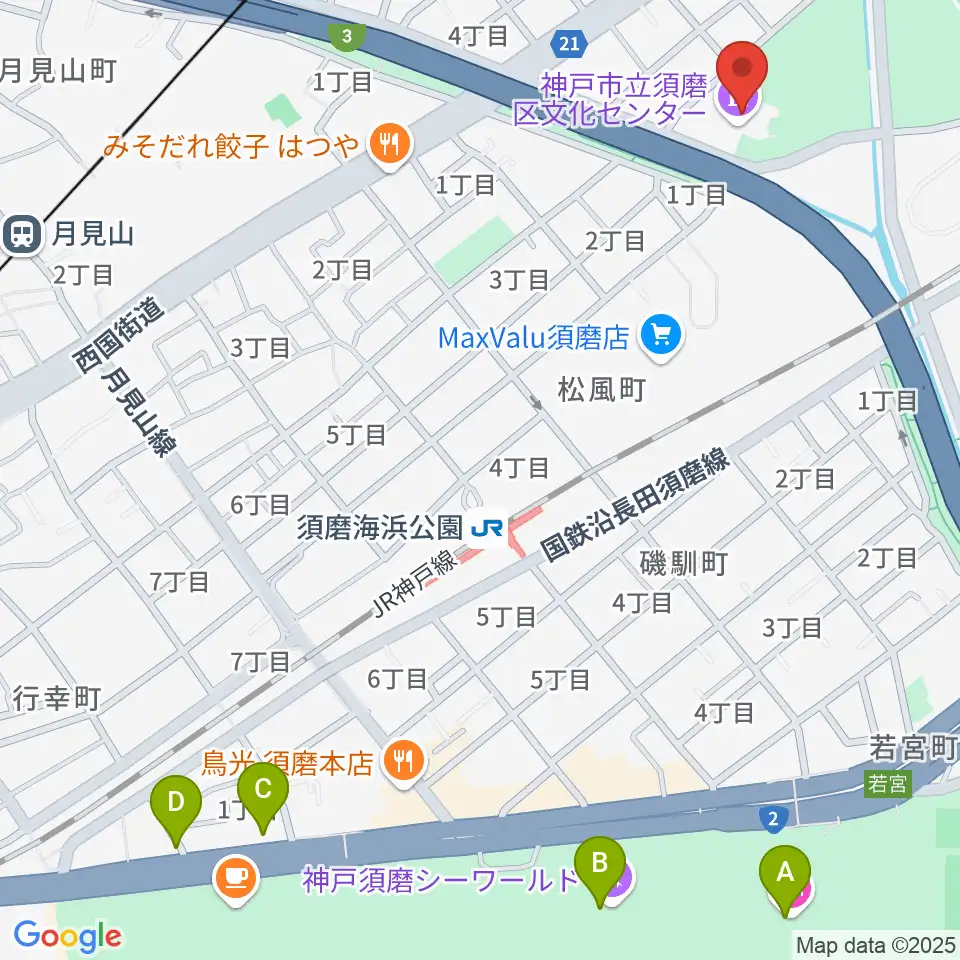 神戸市立須磨区文化センター周辺のホテル一覧地図
