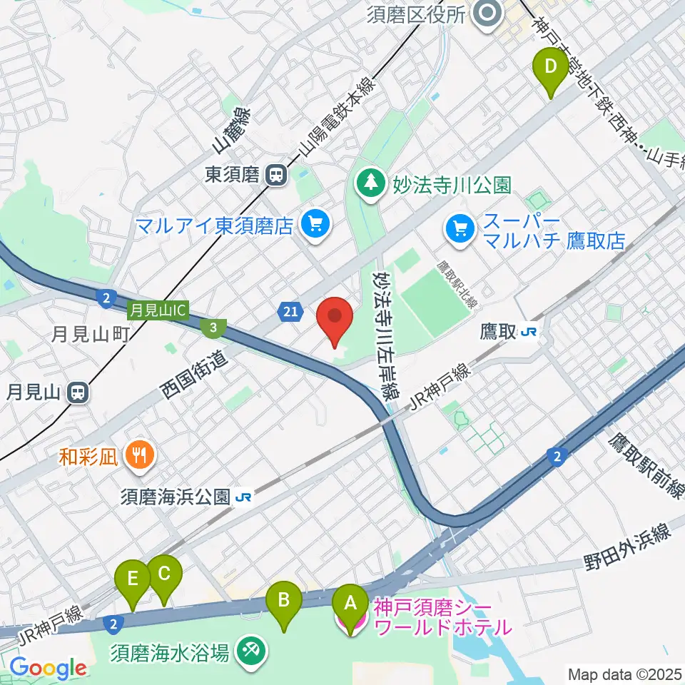 神戸市立須磨区文化センター周辺のホテル一覧地図