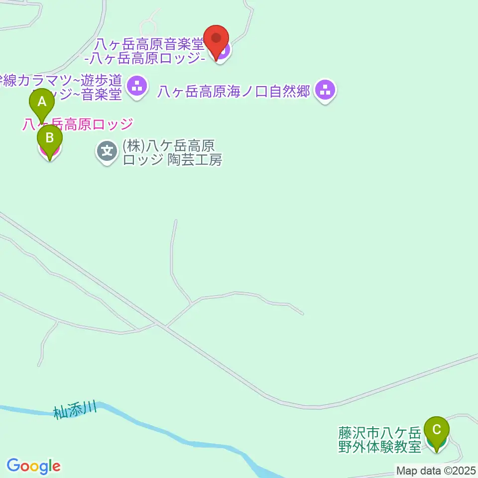 八ヶ岳高原音楽堂周辺のホテル一覧地図