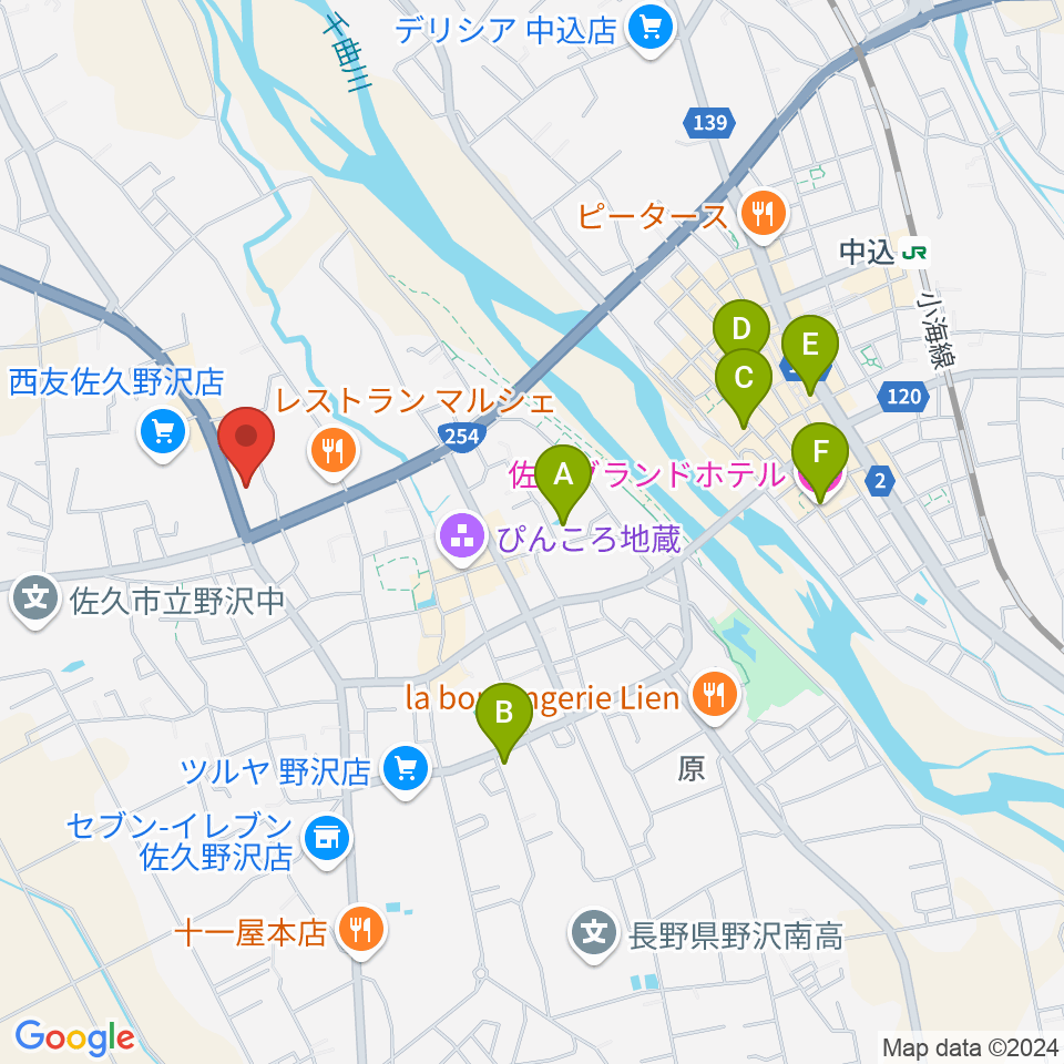 サンピアン佐久店周辺のホテル一覧地図