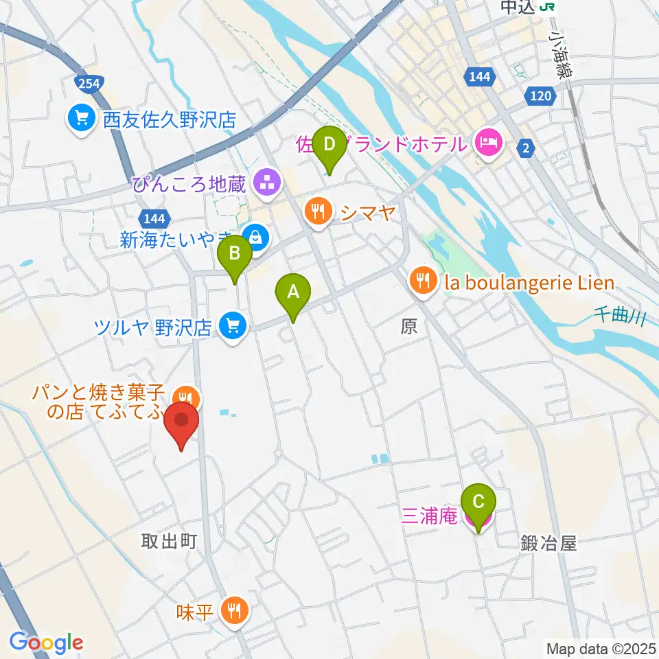 佐久市生涯学習センター野沢会館周辺のホテル一覧地図
