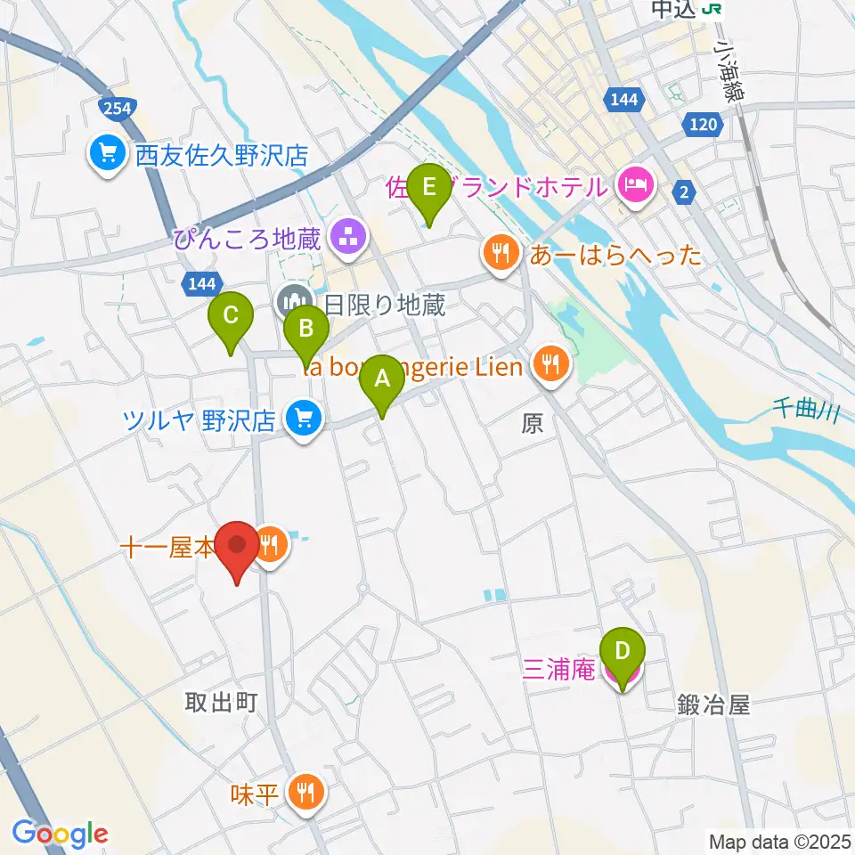 佐久市生涯学習センター野沢会館周辺のホテル一覧地図