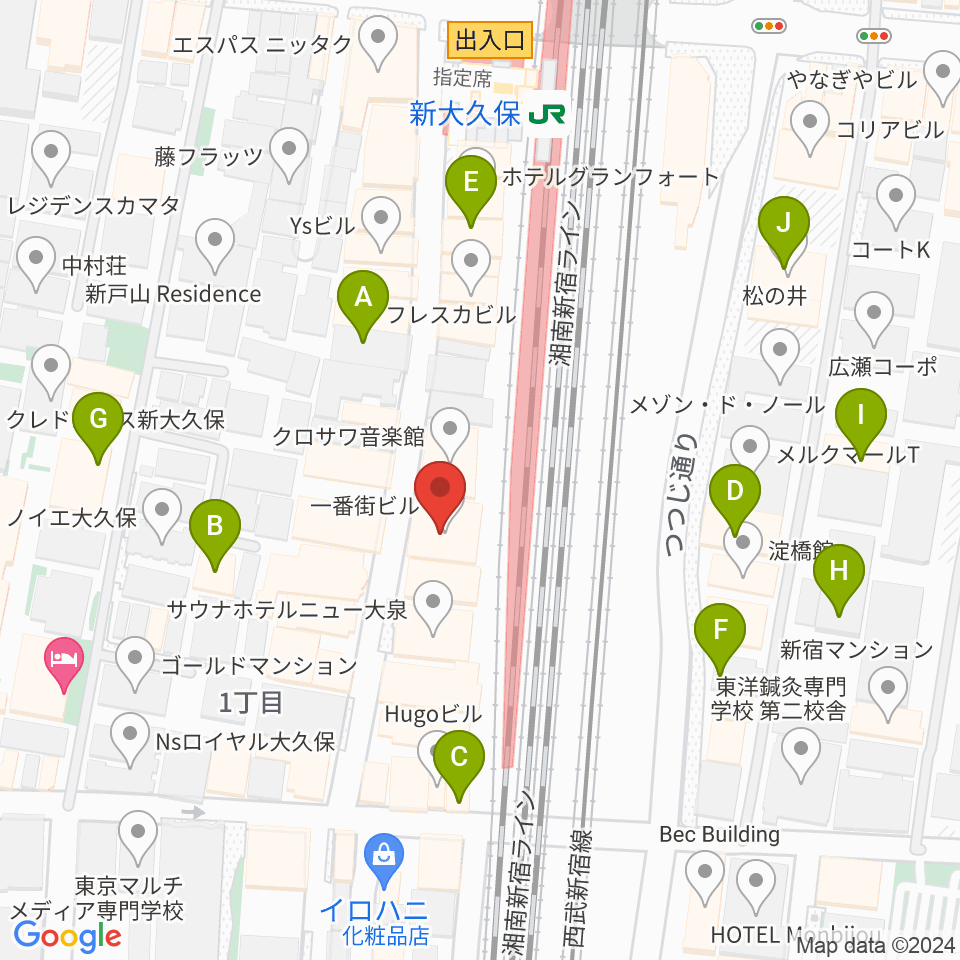 新大久保CLUB Voice周辺のホテル一覧地図