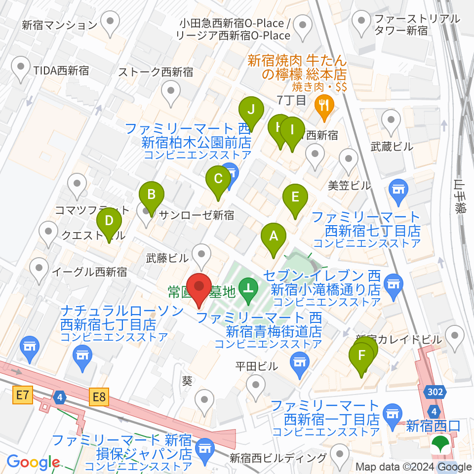 新宿21世紀周辺のホテル一覧地図