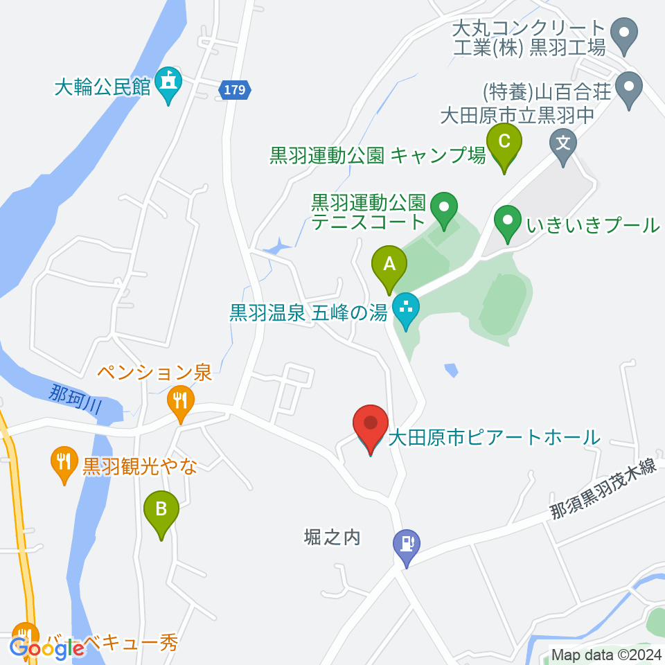 大田原市ピアートホール周辺のホテル一覧地図