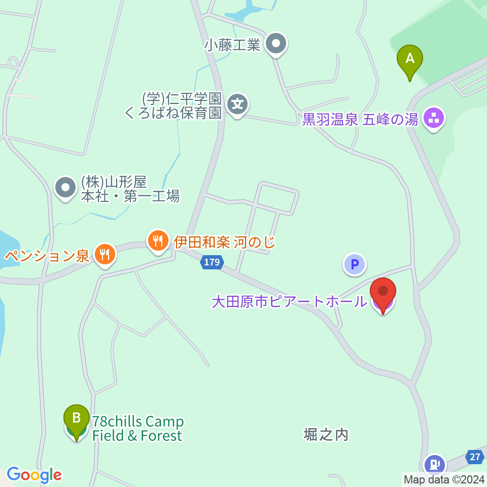 大田原市ピアートホール周辺のホテル一覧地図