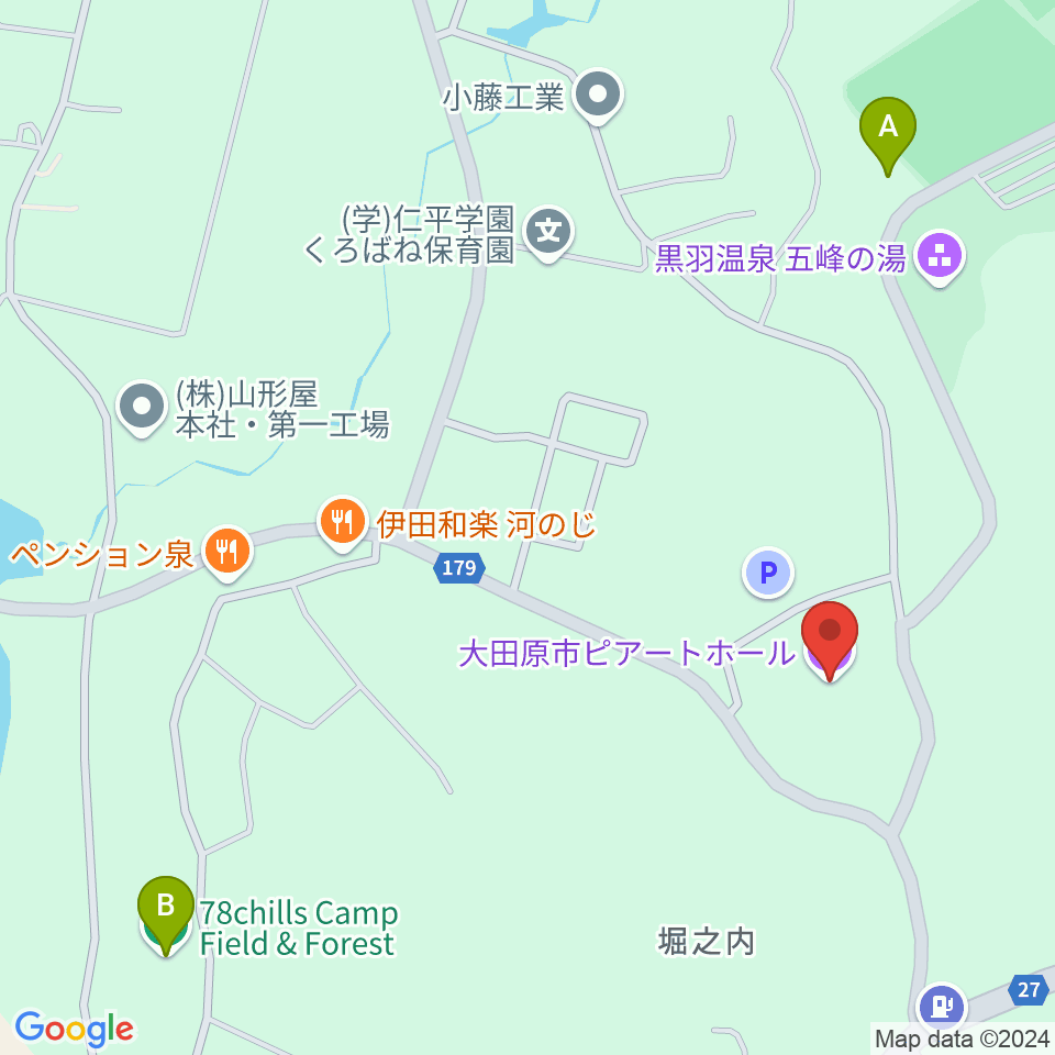 大田原市ピアートホール周辺のホテル一覧地図