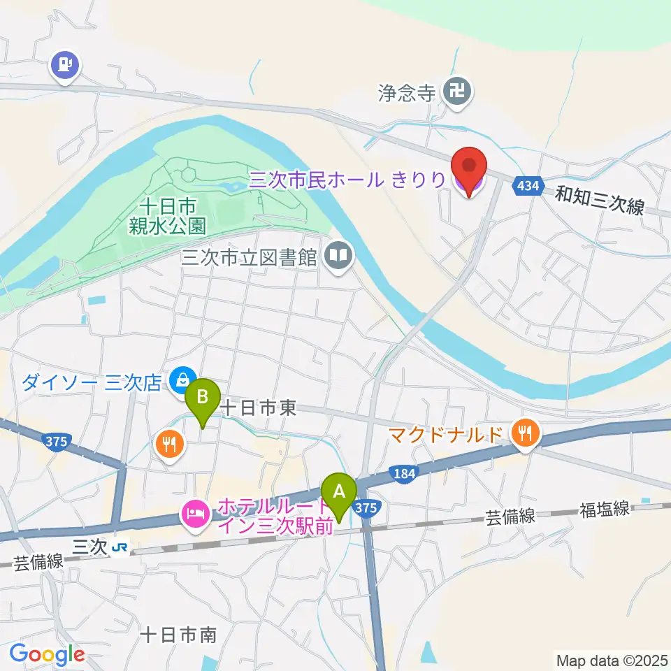 三次市民ホールきりり周辺のホテル一覧地図