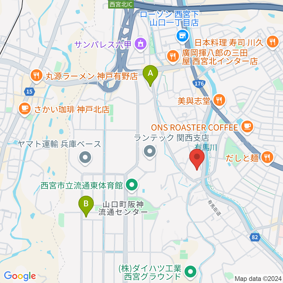 西宮市山口ホール周辺のホテル一覧地図