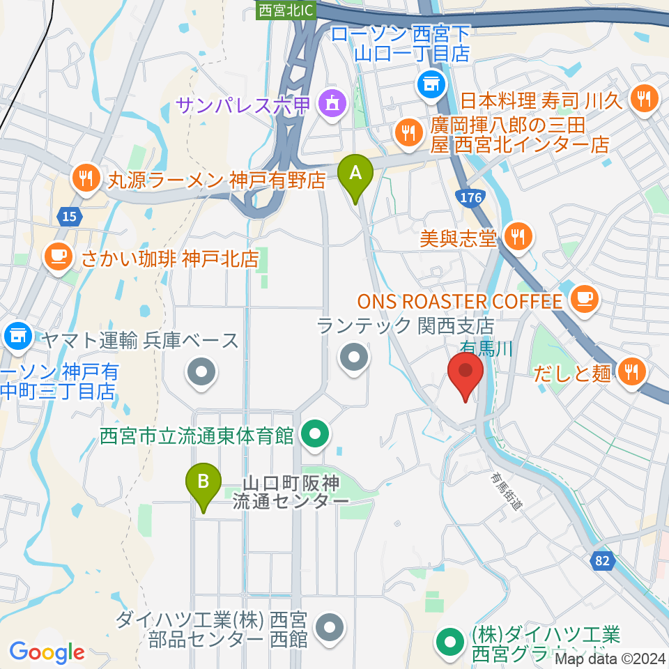 西宮市山口ホール周辺のホテル一覧地図