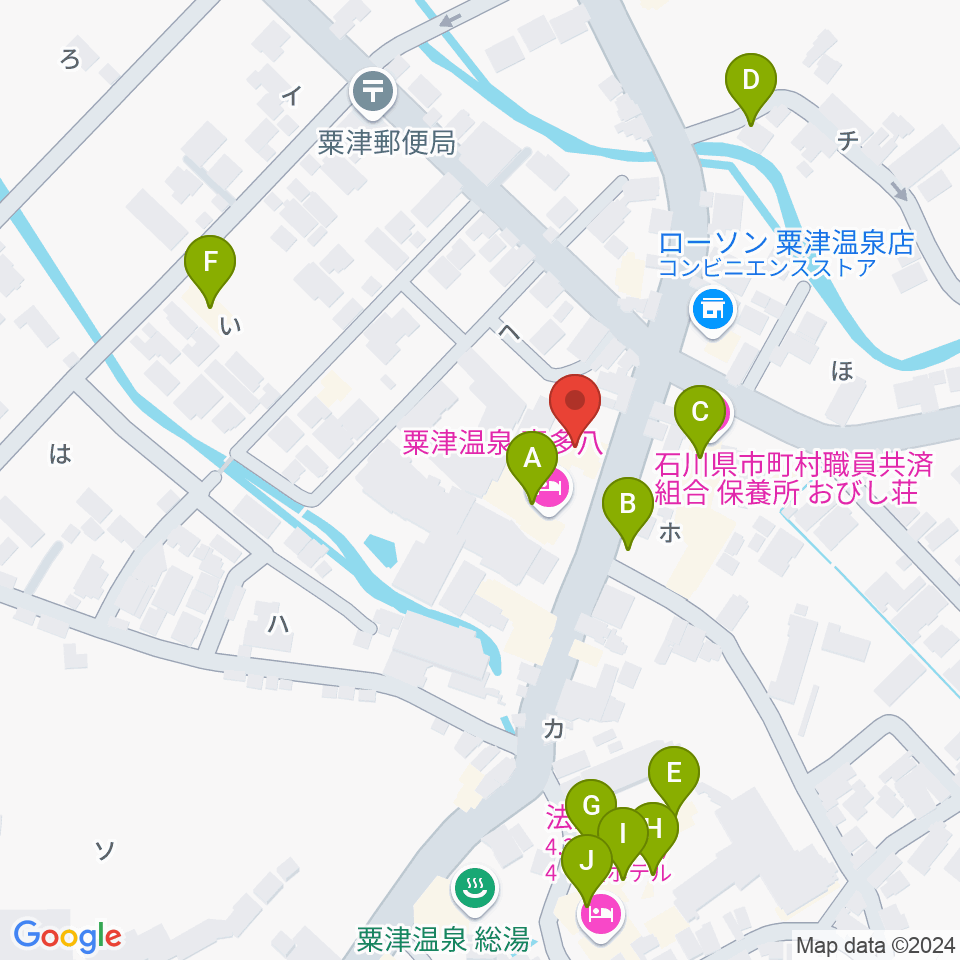 粟津演舞場周辺のホテル一覧地図