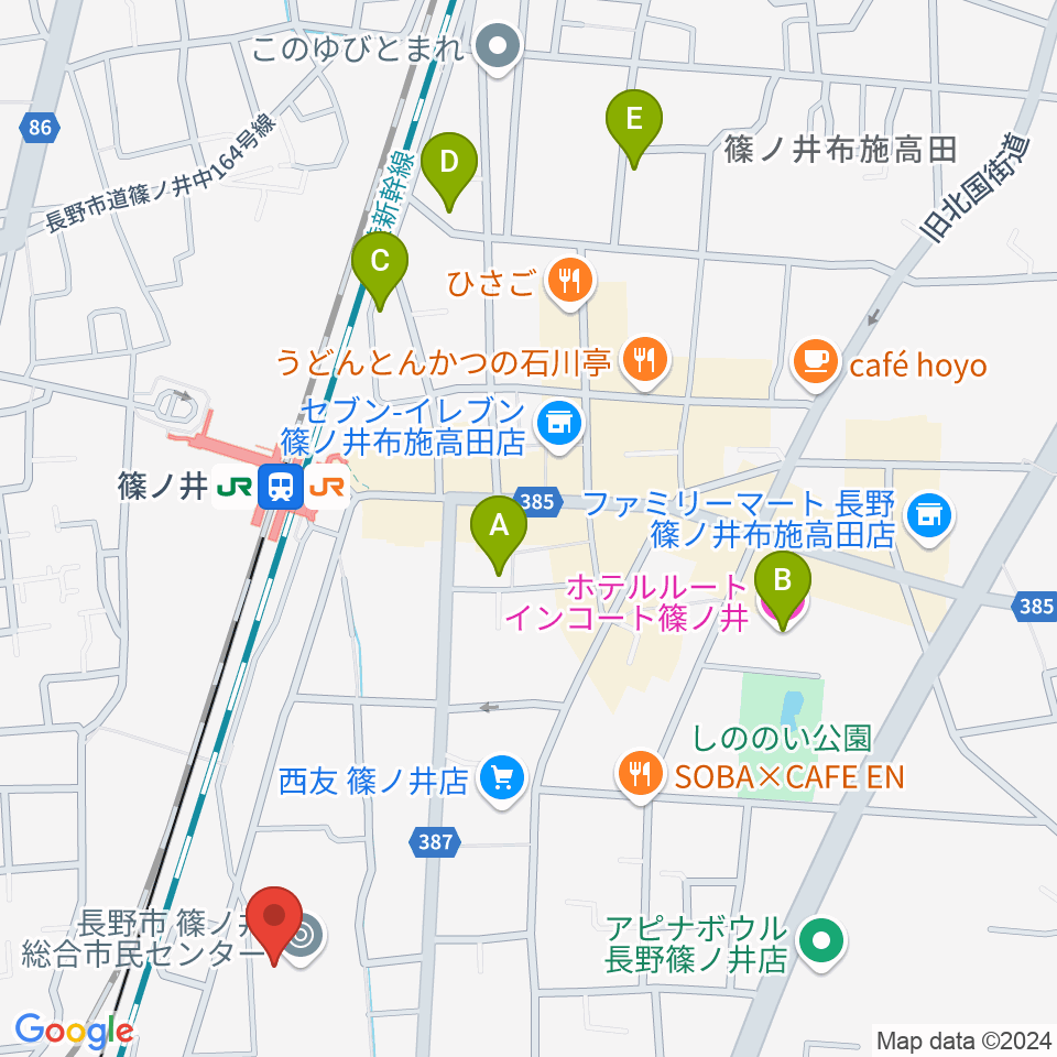 篠ノ井交流センター周辺のホテル一覧地図