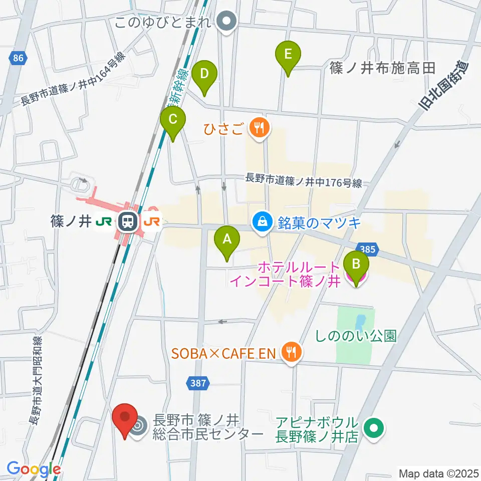篠ノ井交流センター周辺のホテル一覧地図