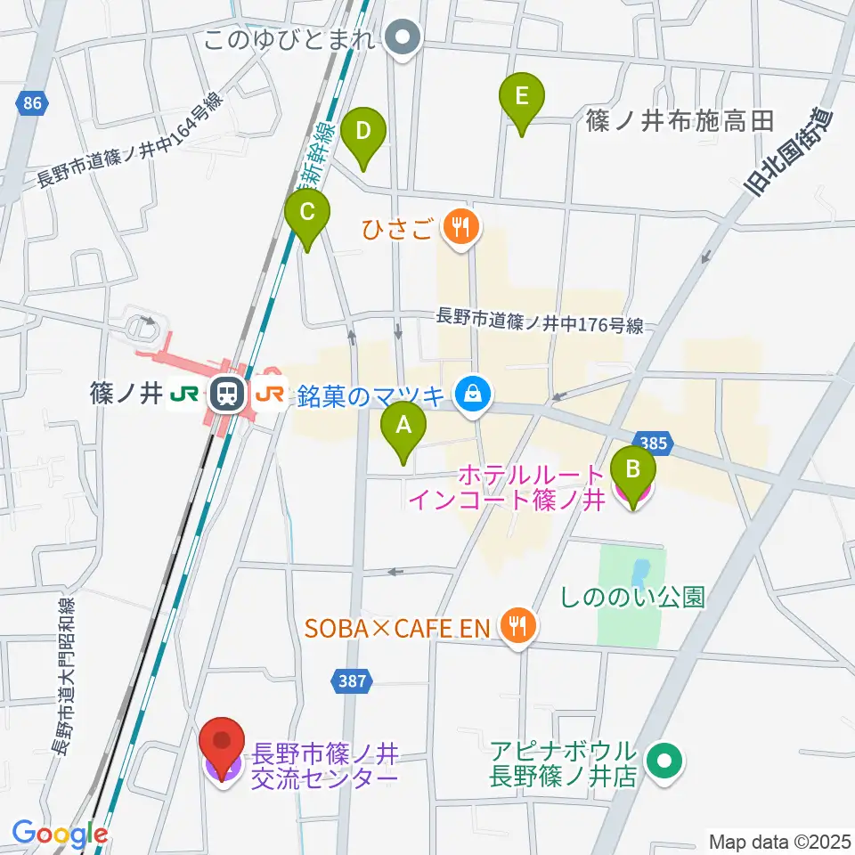 篠ノ井交流センター周辺のホテル一覧地図
