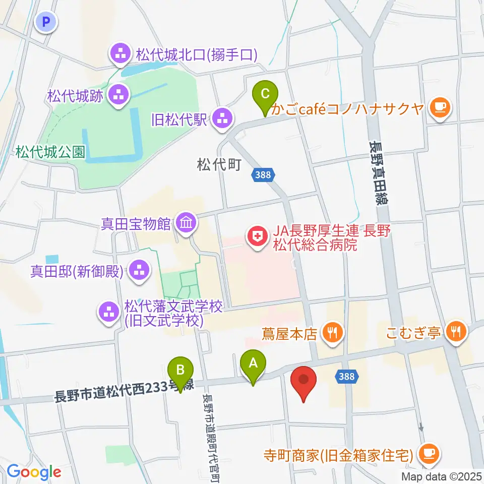 長野市松代文化ホール周辺のホテル一覧地図