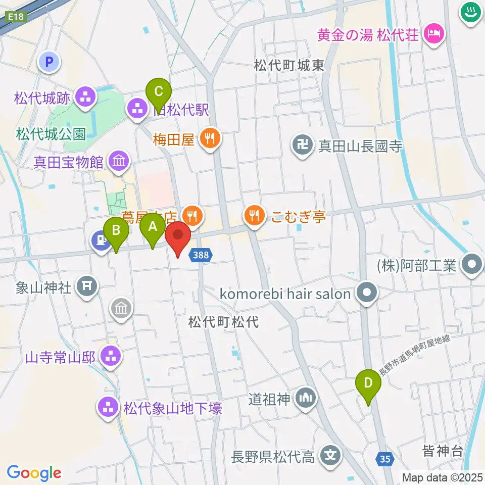 長野市松代文化ホール周辺のホテル一覧地図