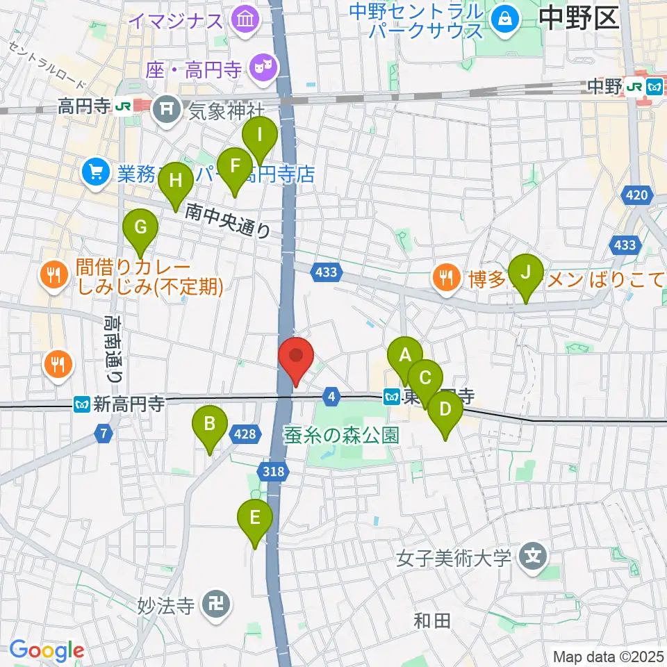 東高円寺U.F.O.CLUB周辺のホテル一覧地図