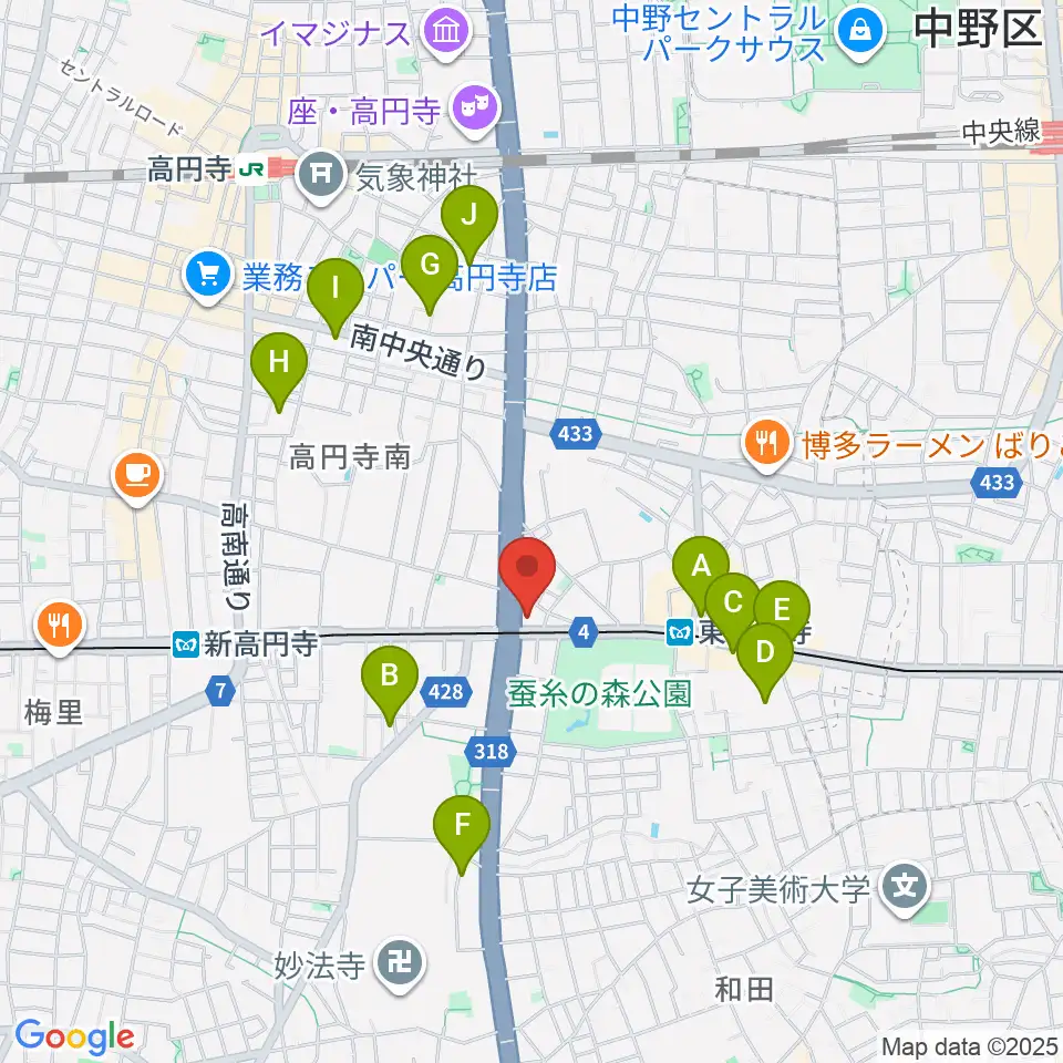 東高円寺U.F.O.CLUB周辺のホテル一覧地図