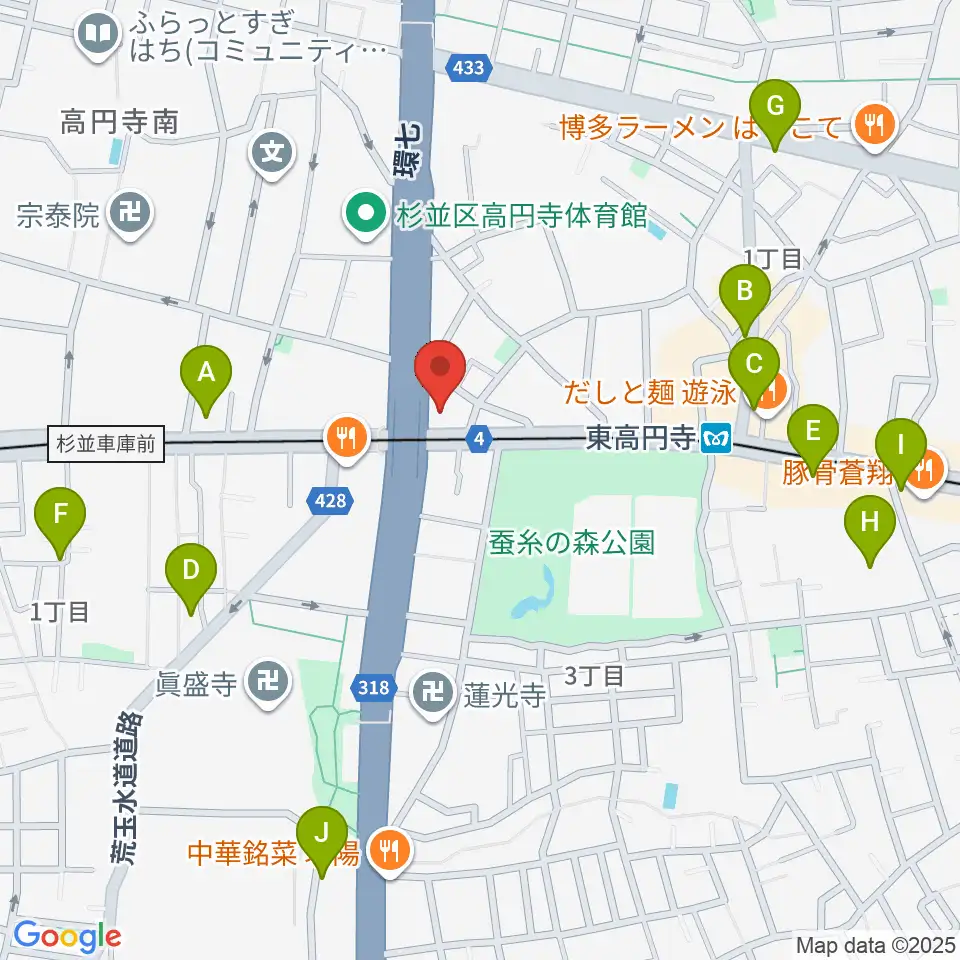 東高円寺U.F.O.CLUB周辺のホテル一覧地図
