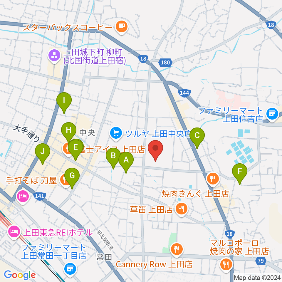 上田文化会館周辺のホテル一覧地図