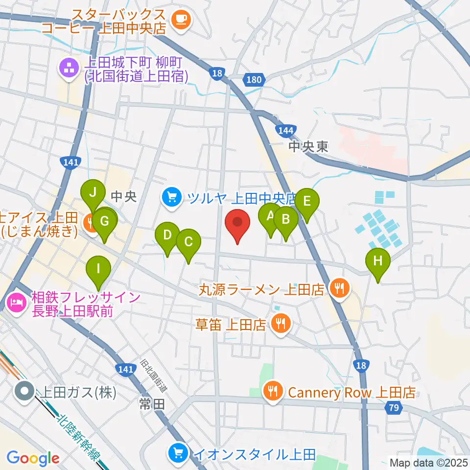 上田文化会館周辺のホテル一覧地図