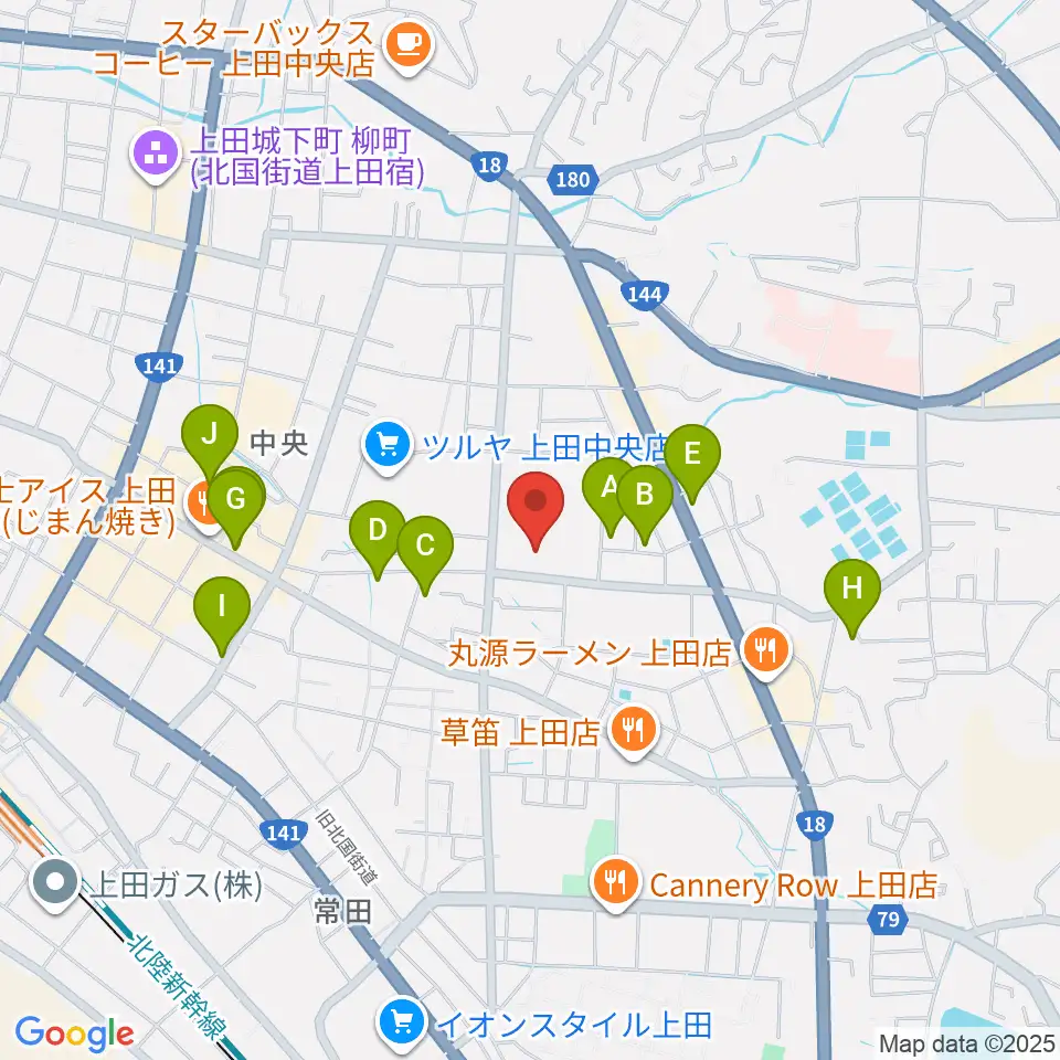 上田文化会館周辺のホテル一覧地図