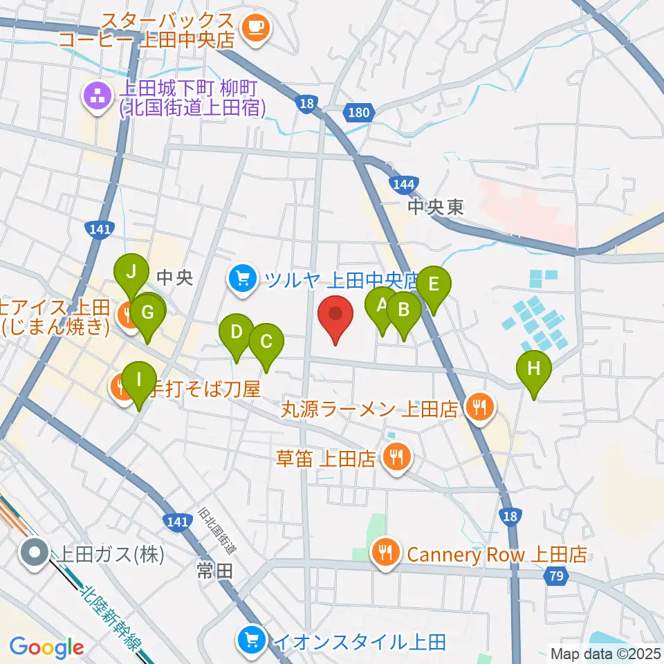 上田文化会館周辺のホテル一覧地図