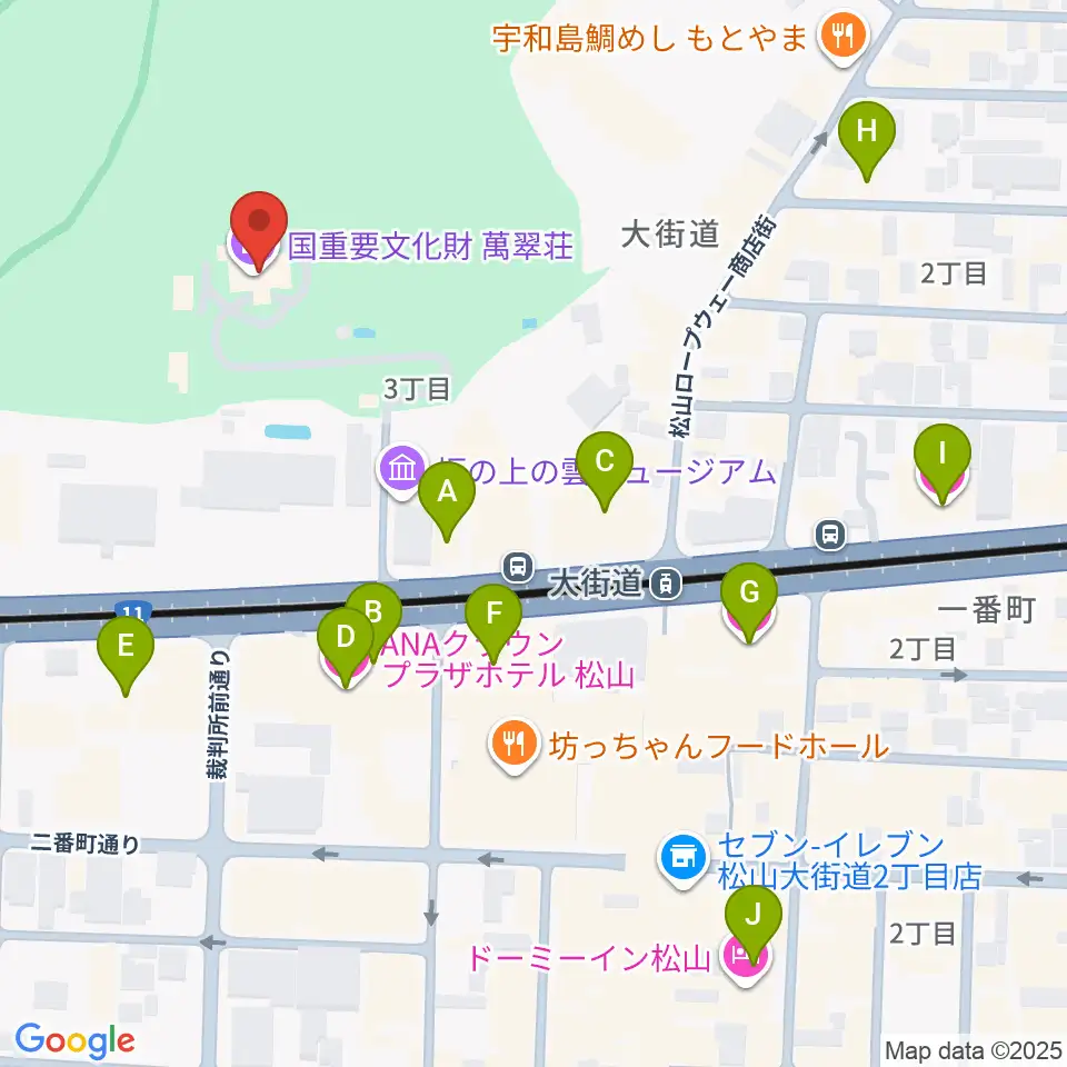 萬翠荘周辺のホテル一覧地図