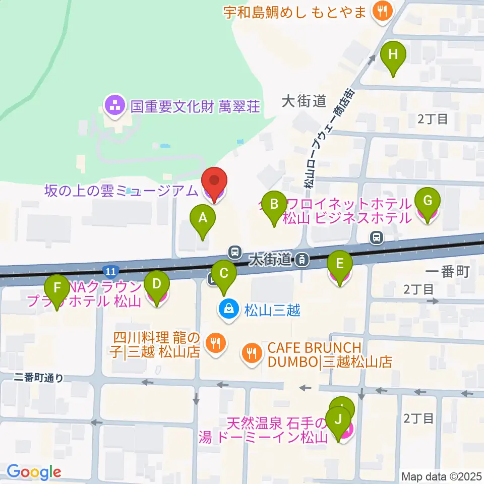 坂の上の雲ミュージアム周辺のホテル一覧地図