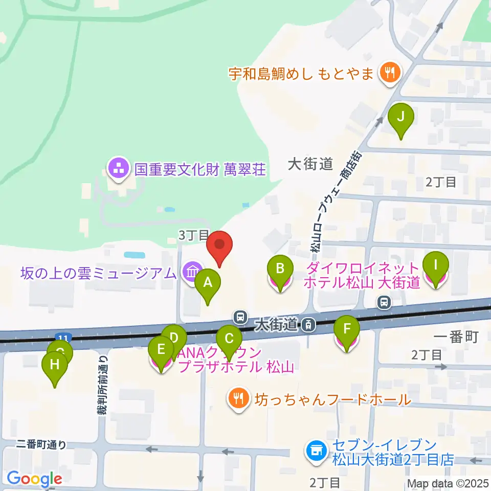 坂の上の雲ミュージアム周辺のホテル一覧地図