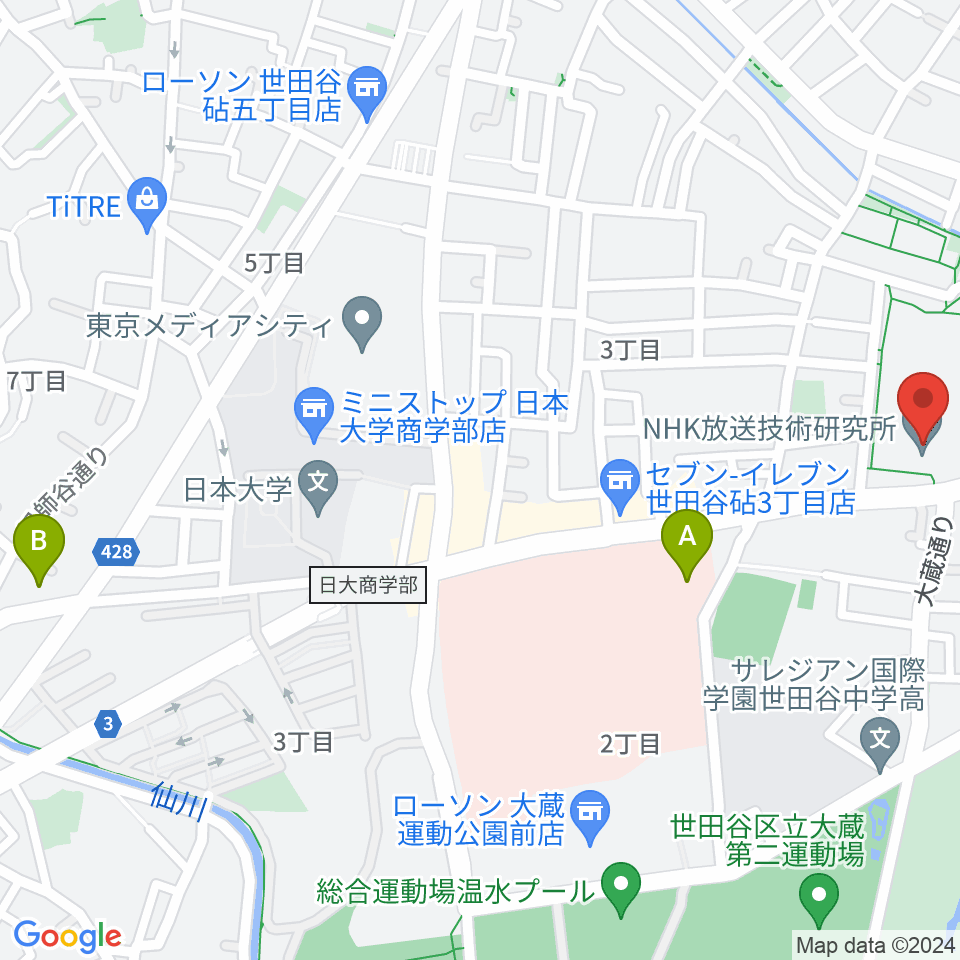 NHK技研講堂周辺のホテル一覧地図