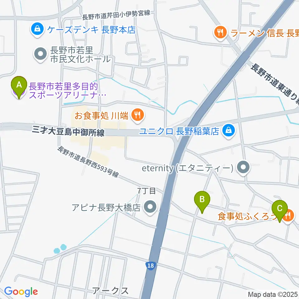 長野ビッグハット周辺のホテル一覧地図