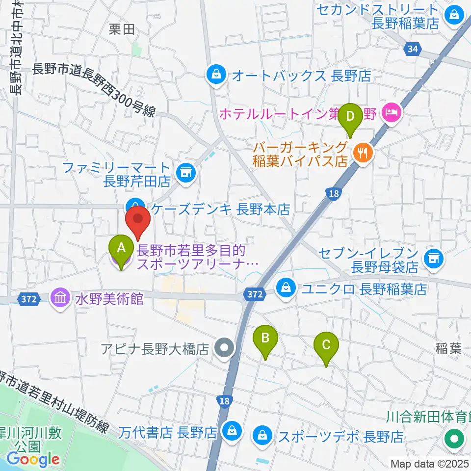 若里市民文化ホール周辺のホテル一覧地図