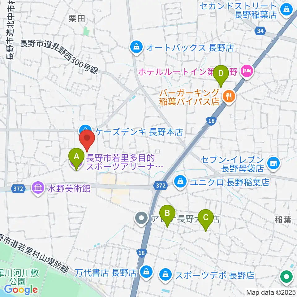 若里市民文化ホール周辺のホテル一覧地図