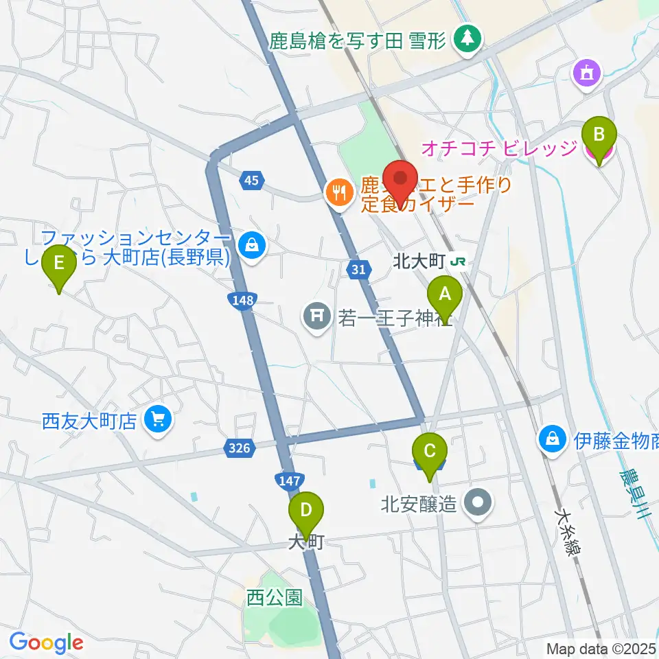 大町市文化会館エコーホール周辺のホテル一覧地図