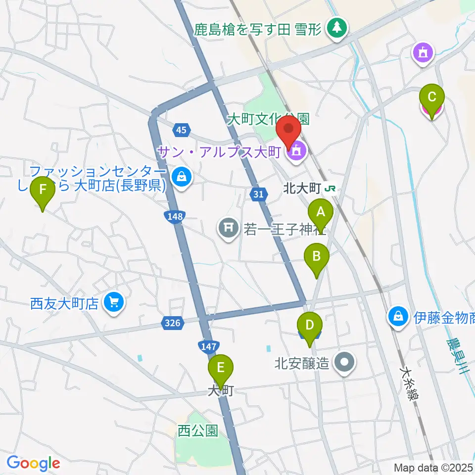 大町市文化会館エコーホール周辺のホテル一覧地図