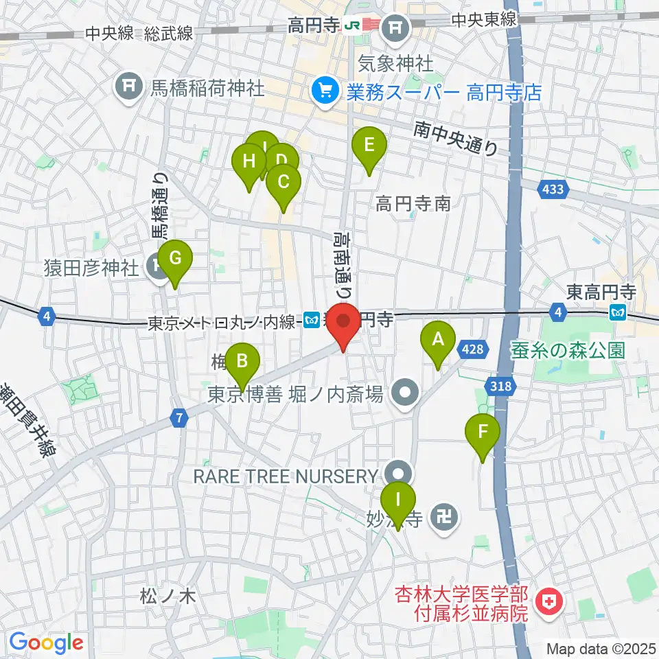 新高円寺スタックスフレッド周辺のホテル一覧地図