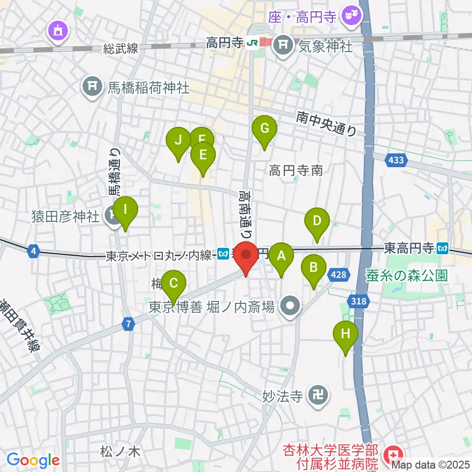 新高円寺スタックスフレッド周辺のホテル一覧地図