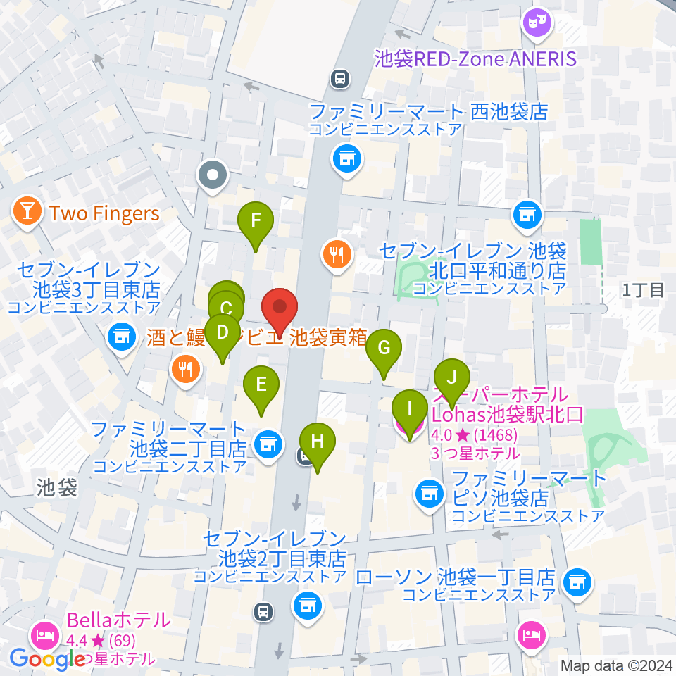 サックス教室トライトーン・ミュージックラボ周辺のホテル一覧地図