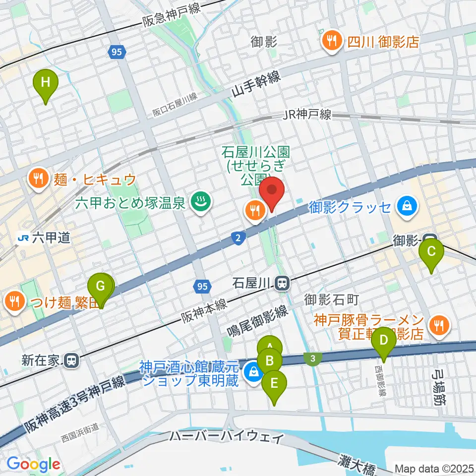 神戸市立御影公会堂周辺のホテル一覧地図