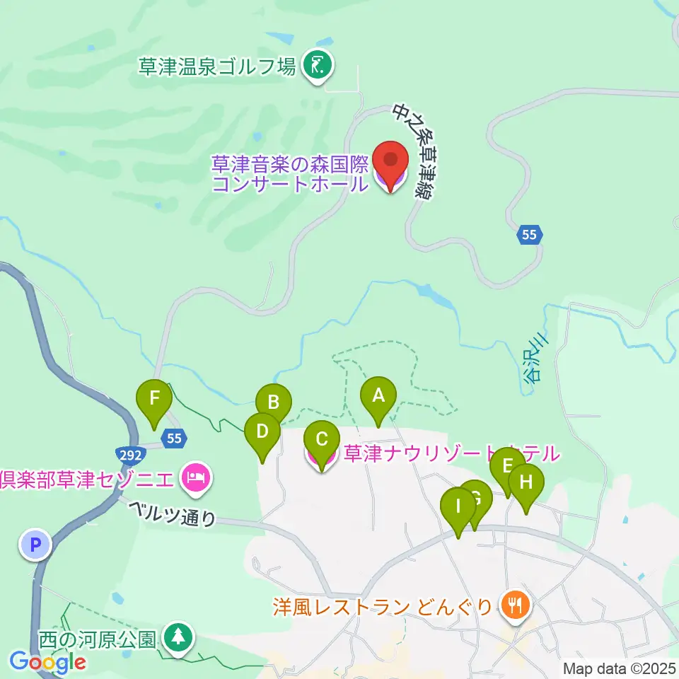 草津音楽の森国際コンサートホール周辺のホテル一覧地図