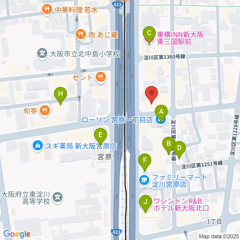 ビーテックジャパン大阪スタジオ周辺のホテル一覧地図
