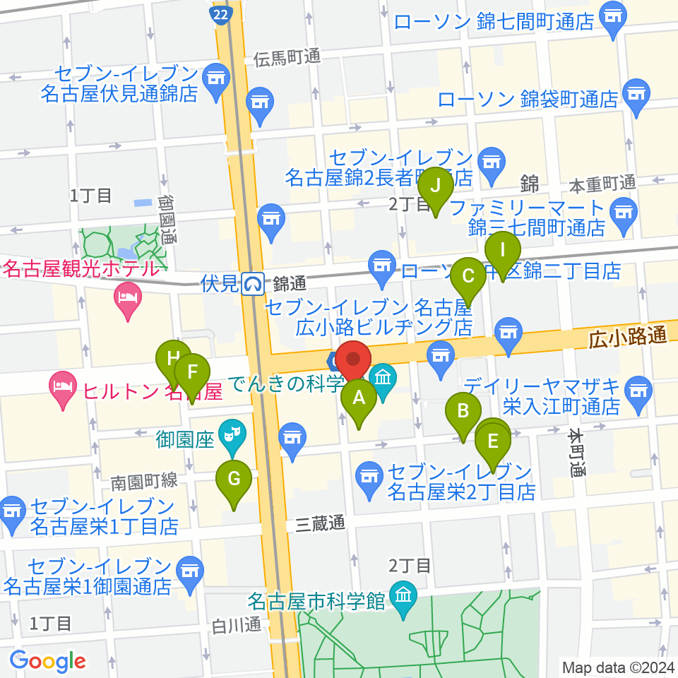 ドルチェ楽器 名古屋店周辺のホテル一覧地図