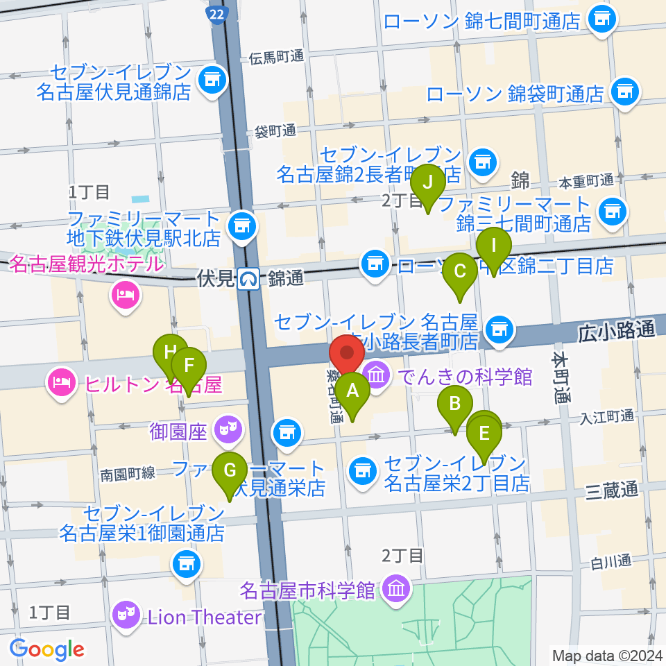 ドルチェ楽器 名古屋店周辺のホテル一覧地図