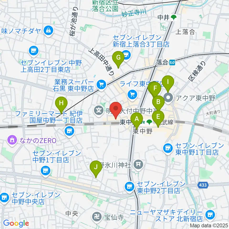 東中野カフェ・ド・リヨン周辺のホテル一覧地図