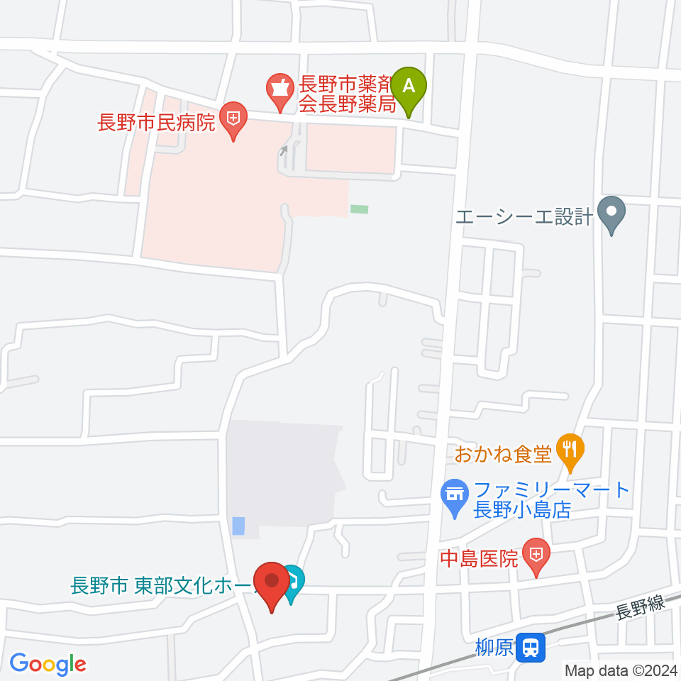 長野市東部文化ホール周辺のホテル一覧地図