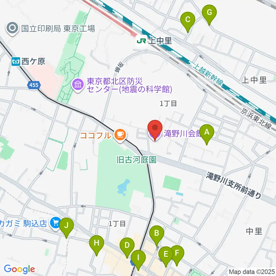 滝野川会館 音楽スタジオ周辺のホテル一覧地図